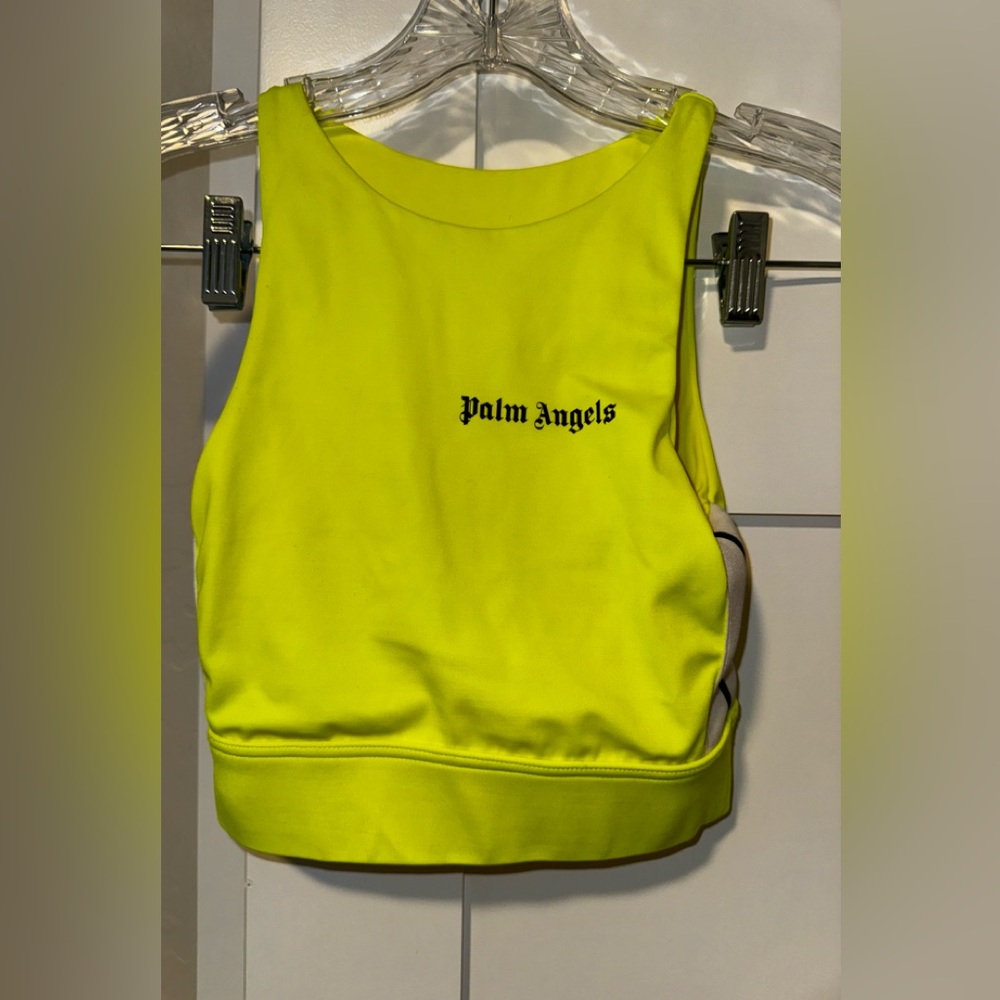 Palm Angels side stripe yellow sports top XS